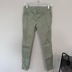 VANITY Light Muted Green Distressed Jean Leggings Jeggings Women’s Size Medium